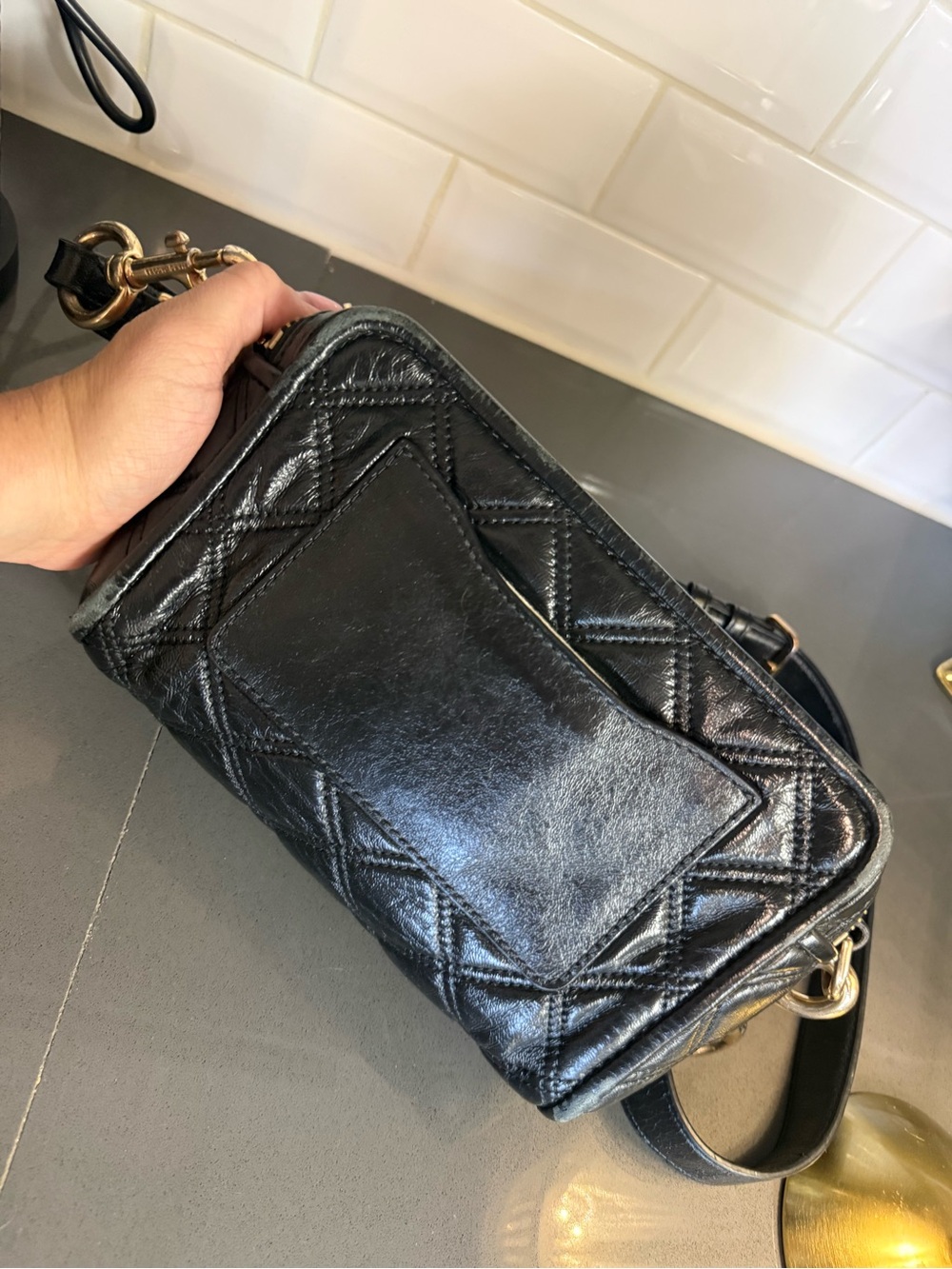 Marc Jacobs Black Quilted Snapshot Crossbody with Gold Hardware - Picture 6 of 11